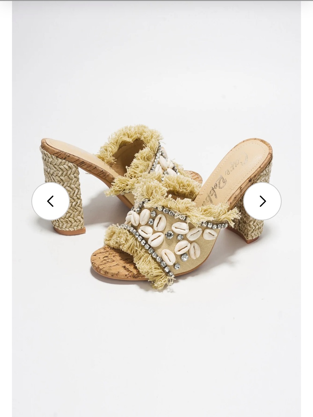 Yellow Embellished Cowrie Slide Heel